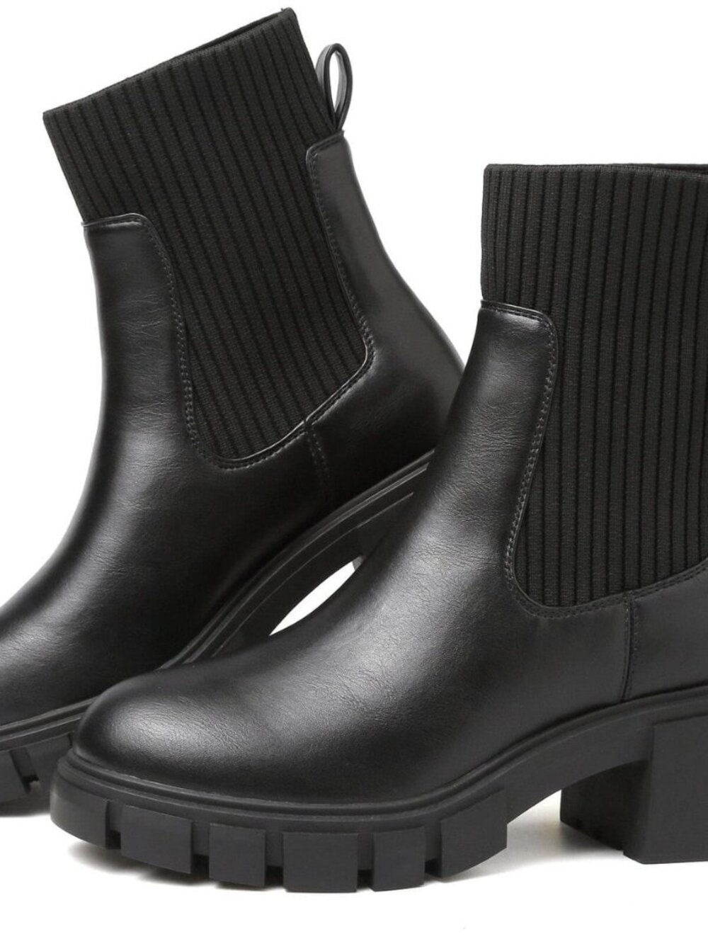 Women Platform Chelsea Boots Fashion Elastic Ankle Booties Lug Sole Chunky Block